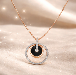 Collier pendentif de luxe en or rose 14 carats avec triple halo de diamants, certifié IGI, bijoux délicats pour femmes, anniversaire, mariage - Product Image 5