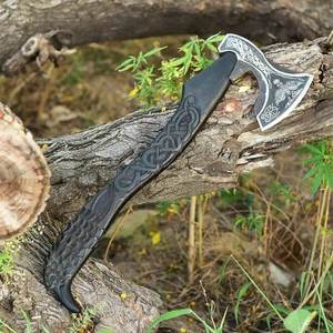 ขวานเหล็กกล้าคาร์บอนสูง 1095 พร้อมด้ามจับไม้ไฟเบอร์กลาสพลาสติก สำหรับตั้งแคมป์ กิจกรรมกลางแจ้ง การตัด และงานไม้ - Product Image 2