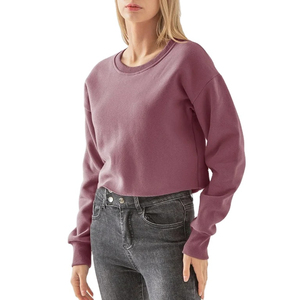 Sweat-shirt court en coton 100 % de haute qualité pour femme, hiver/été – Couleurs et logos personnalisables, tissu polaire respirant et écologique - Product Image 3