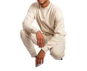 Men's 2-Piece Breathable Fleece Tracksuit Set Custom Logo Crewneck Sweatshirt and Jogging <b>Pants</b> Plus Size XXL for Winter - Product Image 3