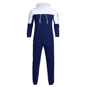 Wholesale Manufacturer OEM Custom logo Navy Blue Stripe Tracksuit Hoodie <b>Jogger</b> 2 Piece Set Tracksuit For Men Modern Streetwear - Product Image 2