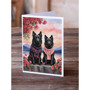Perro Pastor Belga dos corazones A7 tarjetas de felicitación Paquete de 8 tarjetas de notas en blanco caprichosas con sobres tamaño 5x7 - Product Image 2