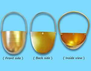 Jardinière murale de luxe dorée, finition laiton, pot en fer, jardin vertical d'intérieur, bassin suspendu décoratif, décoration artistique moderne pour bureau - Product Image 3