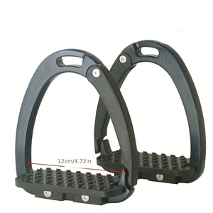 Estribos de aluminio azules con textura negra para equitación - Product Image 3