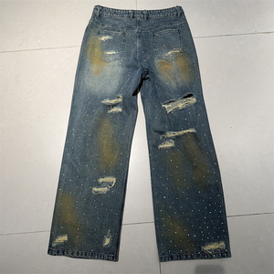 Jean en denim tricoté de haute qualité pour homme, décontracté, taille mi-haute, coupe ample, imprimé camouflage, grande taille, délavé - Product Image 2