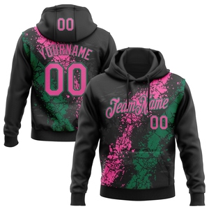 Sweat-shirt à capuche sportif noir et rose-vert à motifs, personnalisé et cousu sur mesure, vente en gros OMMIZ INDUSTRY - Product Image 1