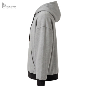 Sudadera con Capucha Personalizada de Felpa de Algodón Grueso, Unisex, Gris y Negro, Dos Tonos, con Cordones Ajustables - Product Image 3