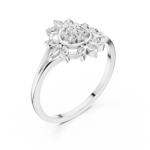 Anillo Clásico Minimalista en Forma de Flor de Oro Amarillo Sólido de 14k con Diamantes Cultivados en Laboratorio de Corte Redondo, Anillo de Boda Clásico, Regalo para Ella - Product Image 6