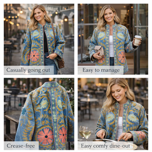 Blouson Bomber en Velours Artisanal Premium pour Femme avec Broderie Florale et Col Montant – Veste Décontractée – Vente Directe Usine - Product Image 6