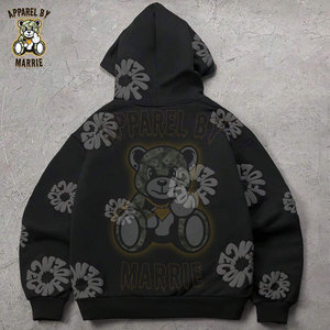 Sudadera con Capucha de Alta Calidad con Estampado Puff para Hombre, Personalizada, Mezcla de Algodón y Felpa, Gruesa, para Invierno, Estilo Urbano, OEM - Product Image 5