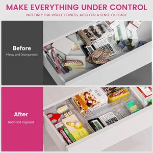 Set di 26 Contenitori Organizzatori in Plastica Trasparente di 5 Misure, per Utensili da Cucina e Bagno, Organizzatori Premium per Cassetti - Product Image 5