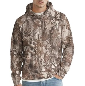 Sweat à capuche Streetwear épais en molleton bouclette, coupe oversize à épaules tombantes, motif Real Tree par sublimation, pour homme - Product Image 1