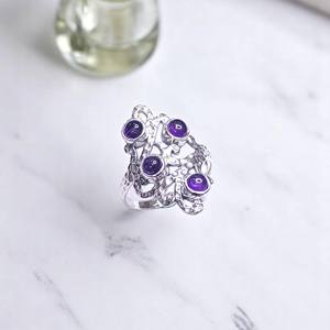 Natural <b>Turquoise</b> Amethyst & Moonstone Gemstone <b>Rings</b> 925 Sterling Silver Handmade <b>Rings</b> Wholesale Price Silver Jewelry - Product Image 2