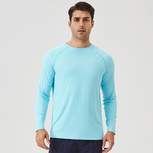 เสื้อเชิ้ตตกปลาแขนยาวสีฟ้าอ่อนสำหรับผู้ชาย UPF 50+ ป้องกันรังสียูวี สีพื้น ผ้าโพลีเอสเตอร์ 100% เสื้อคลุมสำหรับกิจกรรมกลางแจ้ง - Product Image 5