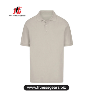 Polo à manches courtes pour homme, couleur beige, coupe décontractée, tissu en coton Oxford respirant - Product Image 1