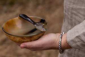 Authentic Handmade <b>Vintage</b> Water Buffalo Horn Bowl Exotic Indian Art Natural Party Customizable Dishwasher <b>Safe</b> Food Contact - Product Image 2