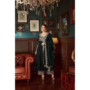 Vestido de seda de diseñador con pantalón y dupatta para fiesta, elegante salwar kameez - Product Image 5