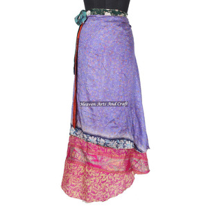 Nuevo Exportador y Fabricante de Faldas Largas de Seda para Mujer, Falda Larga Envolvente de Seda Vintage, Falda Envolvente de 2 Capas, Mágica, 38 Pulgadas - Product Image 2