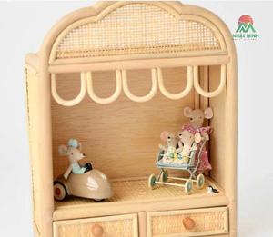 Armoire de rangement pour poupées en osier, design tropical, artisanale, moderne, pour l'intérieur de la maison, armoire de rangement pour salon, matériau naturel. - Product Image 1