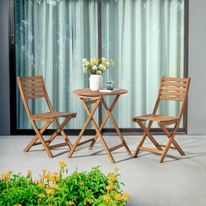 Juego de bistró plegable redondo de madera maciza de primera calidad para comedor al aire libre para patio, balcón y cafetería hecho en Vietnam, para hoteles y villas - Product Image 5