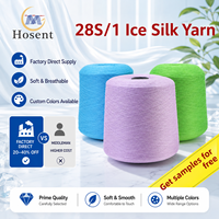 Fil de Soie Glacée 28S/1 Mélange Polyester Viscose Doux et Respirant pour Vêtements d'Été Vente en Gros Direct Usine Échantillons Gratuits