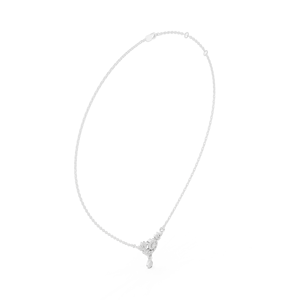 Collar con Colgante de Halo Floral en Oro Blanco de 10K con Baño de Rodio y Diamantes de Corte Brillante, Joyería Moderna para Novias y Bodas - Product Image 4