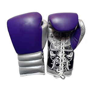 Guantes de boxeo con logotipo y tamaño personalizados, de alta calidad, de cuero vacuno auténtico, con cordones, antideslizantes y que absorben la humedad. - Product Image 2