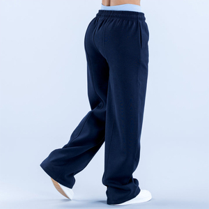 Nueva Llegada, Pantalones Deportivos de Felpa para Mujer, Color Azul Marino, con Logotipo Personalizado, Cintura Elástica con Cordón Interior, Tejido de Punto, Venta al Por Mayor, Alta Calidad - Product Image 3