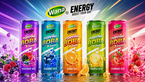 Wana Popping Boba Drink Passion Fruit Puree Flavored 320ml Can Fresh-Squeezed Energy Boost Ready Beverage 24 Months Shelf Life - Product Image 2
