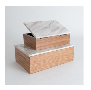 Wood & Marble jewelry Box Wholesale Price Factory Customized Different Sizes High Quality Marble White <b>Gift</b> Box - Product Image 1
