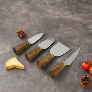 Venta caliente Nuevo diseño Juego de cuchillos de queso de madera Tenedor de queso Afeitadora de queso de acero inoxidable - Product Image 6
