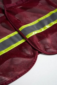 Maroon Reflective Safety Vest with Mesh Panels and Multiple Pockets for Construction and Traffic Work - Product Image 4