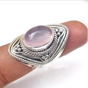 Pink Rose <b>Quartz</b> 925 Sterling Silver <b>Ring</b> Natural Gemstone Jewelry <b>Ring</b> - Product Image 2