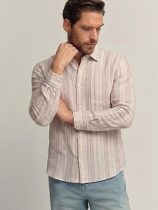Camisa de vestir de lino/algodón a cuadros para hombre, transpirable, de doble botonadura, de manga larga, con cuello vuelto, tejida, ODM - Product Image 1