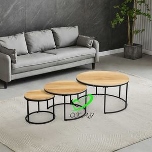 <span class=keywords><strong>Table</strong></span> <span class=keywords><strong>basse</strong></span> en <span class=keywords><strong>céramique</strong></span> de nidification 3 en 1set moderne et polyvalente de luxe avec base ronde en acier inoxydable - Product Image 3