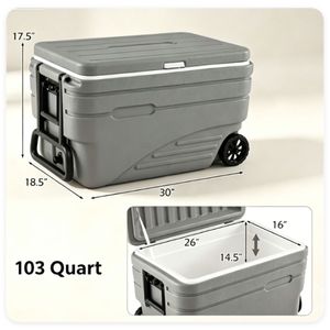 Borsa Termica Rigida in PP con Stampa Leopardata, Supporto per Seduta e Ruote, Capacità 150 kg, per Campeggio e Spiaggia - Product Image 3