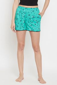 Women's Floral Print Cotton Shorts <b>Elastic</b> Waist Casual Knitted Breathable With Pockets Regular Fit - Product Image 1
