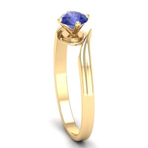 Anillo de Compromiso REYES con Tanzanita de Corte Redondo de 0.5 Quilates, Joyería Fina de Boda en Oro Amarillo Sólido de 14K/18K con Diamantes - Product Image 3