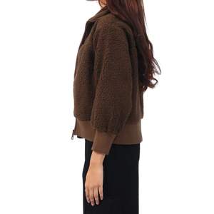 Chaqueta de lana sherpa marrón con cremallera, diseño personalizado para mujer, ropa exterior ecológica, chaquetas sherpa con cremallera completa - Product Image 3