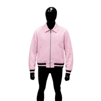Blouson bomber rose premium zippé, streetwear, vêtement d'extérieur pour homme, mode minimaliste, usage quotidien, style en molleton de coton doux.