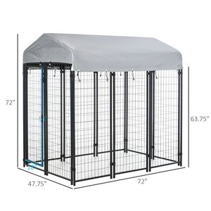 Recinto per Cani di Grandi Dimensioni 6FT X 4FT X 6FT, Gabbia Robusta da Esterno con Tetto in Tessuto Oxford Resistente ai Raggi UV, Chiusura Sicura, Nero - Product Image 3