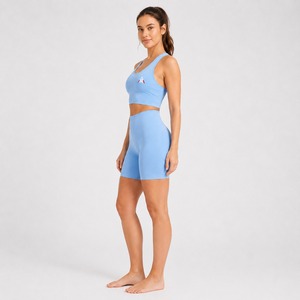 Conjunto Deportivo para Mujer, Bra y Shorts, Logotipo Personalizado, Transpirable, Elástico, para Gimnasio, Fitness, Ejercicio, Venta al Por Mayor - Product Image 4