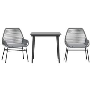 Conjunto de Comedor de Jardín de 2 Plazas en Ratán PE Gris con Fundas Extraíbles - Product Image 2