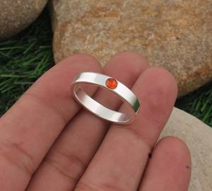 แหวนควอตซ์สีส้มคลาสสิก 925 เงินสเตอร์ลิงอัญมณีสำหรับผู้หญิงงานฝีมือประณีตเครื่องประดับงานแต่งงานวันครบรอบวันเกิด - Product Image 2