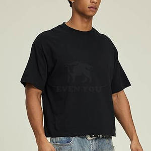 Custom Logo 300 GSM 100% Cotton Boxy Fit Crop Plus Size Men's T-Shirts Oversized High Quality <b>Hip</b> - Product Image 1