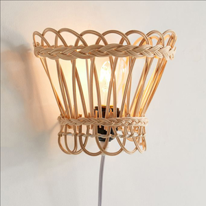 Artisanal Woven Basket Wall Lamp Natural Fibre Accent Light for Hotel Corridors, Bedrooms & Cozy Nooks - Product Image 1
