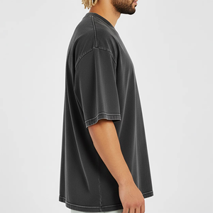 T-shirt vintage pour homme, délavé à l'acide, 100% coton, coupe ample, col rond, streetwear unisexe - Product Image 6