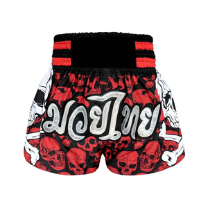Pantalones Cortos de Muay Thai con Estampado de Calavera Roja, 100% Poliéster Elástico, Diseño Sublimado, Ropa Deportiva para Hombre, Directo de Fábrica - Product Image 1