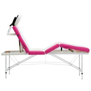 Table de massage pliable en aluminium à 4 zones, couleur blanc et rose - Product Image 5