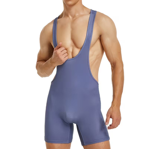 Seamless <b>Wrestling</b> <b>Singlet</b> Spandex Nylon Quick Dry Gym Fitness Weightlifting Suit Blue Adult Size Compression <b>Wrestling</b> <b>Singlet</b> - Product Image 3